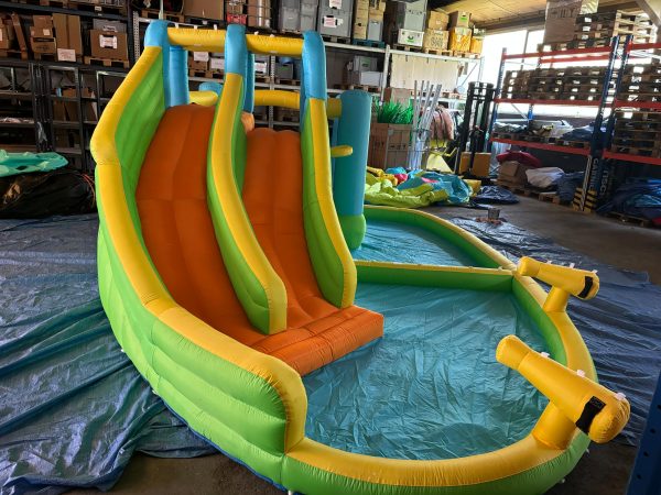 HÜPFBURG ZWEI RUTSCHEN UND ZWEI POOLS GRUEN – Bild 2